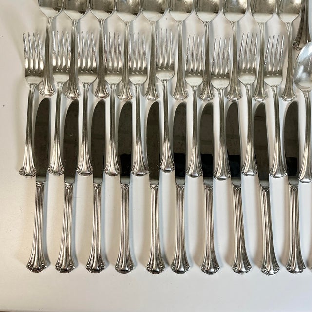 1970s Vintage Traditional Hollywood Regency Silver Plate Flatware - Set of 71 For Sale - Image 4 of 18