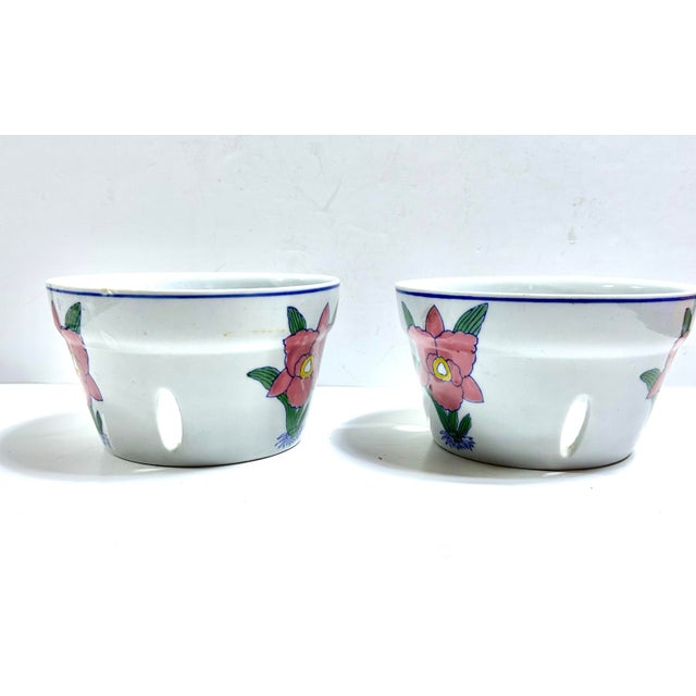 1980s Porcelain Ventilated Orchid Pots Slotted Pots - A Pair For Sale - Image 11 of 12