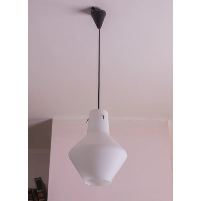 Italian Stilnovo Vintage Pendant in Opaline Glass, 1970s For Sale - Image 6 of 11
