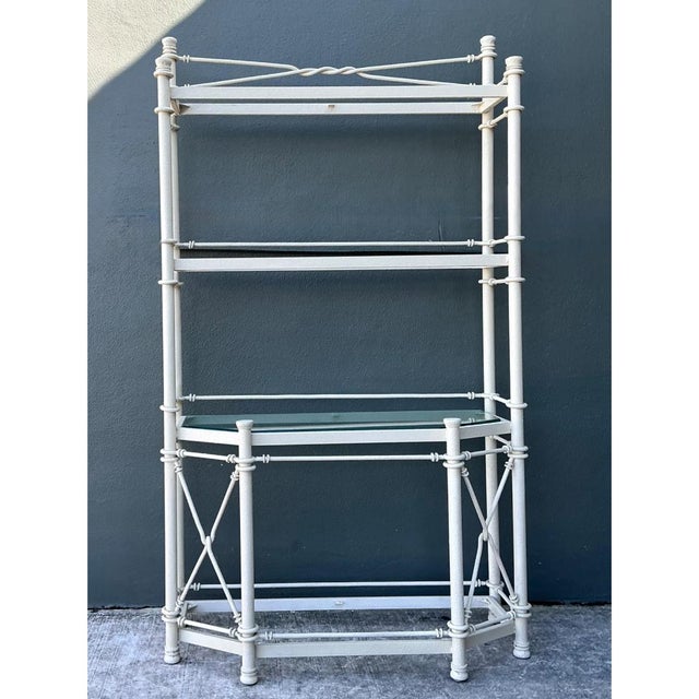 Vintage Painted Metal Display Shelf For Sale In West Palm - Image 6 of 12