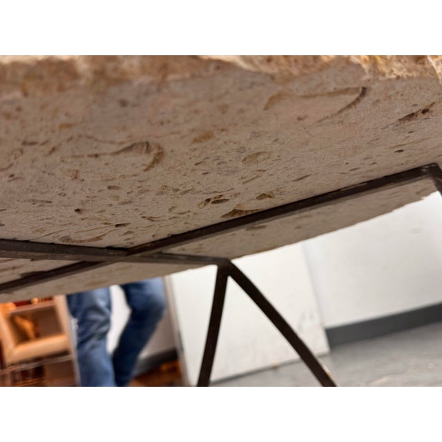 Artisan Made Fossilized Stone Side Table For Sale - Image 12 of 12