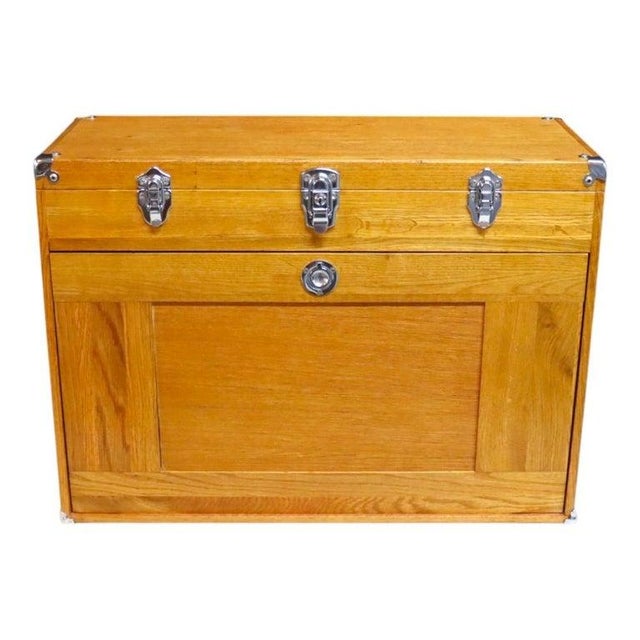 Vintage Oak 14 Drawer Machinist Chest C1960 For Sale - Image 4 of 12