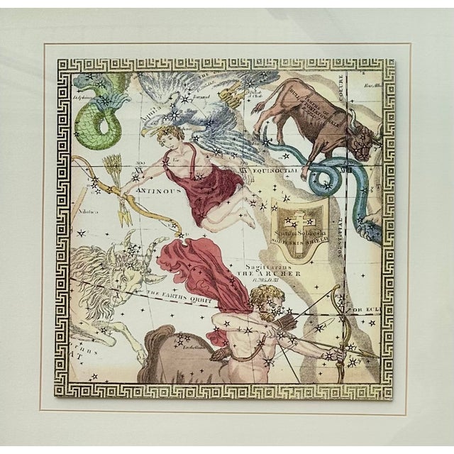 Neoclassical Late 20th Century Celestial Constellation Prints After Johann Bayer – Mythological Star Maps, Framed Pair For Sale - Image 3 of 5