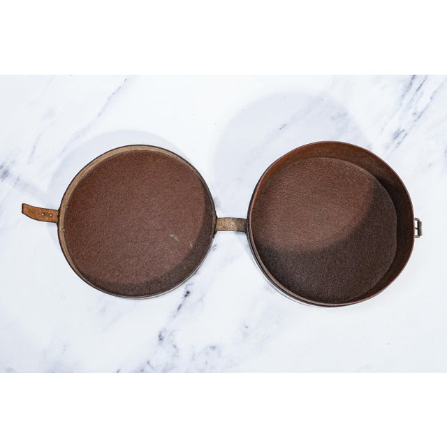 Round Antique Victorian Leather Collar Box Case Home Decor Prop For Sale - Image 4 of 8