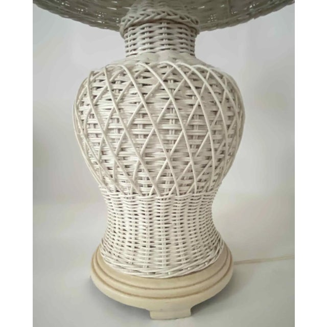 Vintage Wicker Table Lamp For Sale - Image 4 of 5