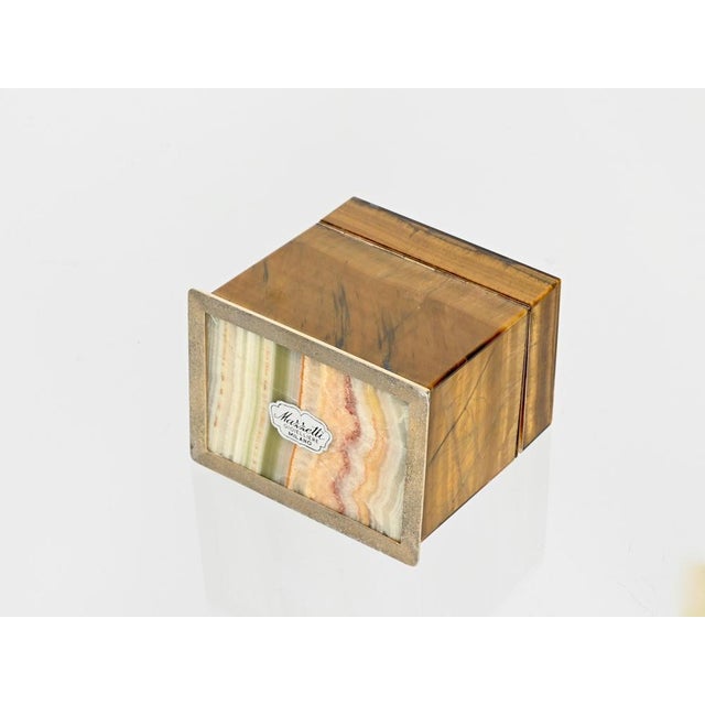 Gemstone Tiger's Eye and Gilt 800 Silver Box from Gioielleria Mazzetti Milano, Italy, 1950s For Sale - Image 7 of 15