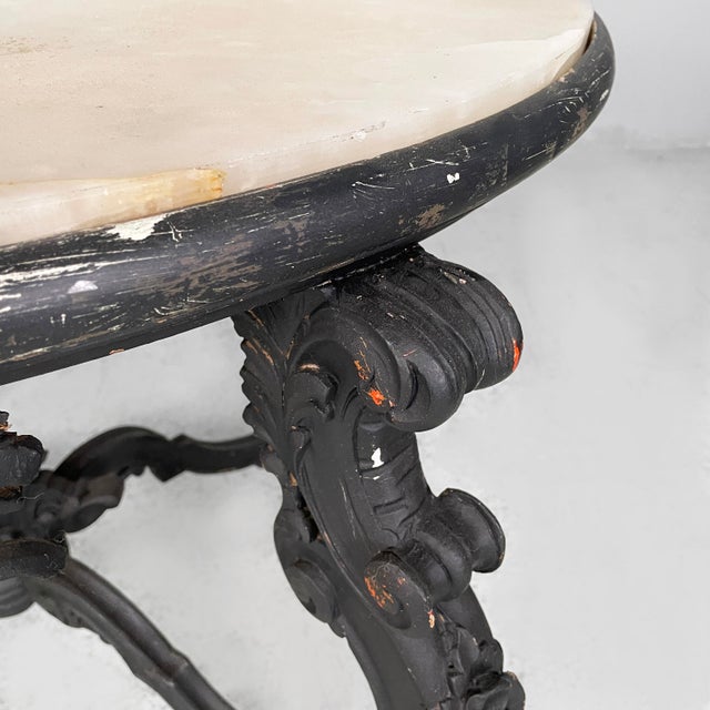 19th Century Italian Coffee Table in Black Wood and Marble For Sale - Image 14 of 18