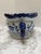 2010s Large Blue and White Floral Plant Vessel For Sale - Image 5 of 8