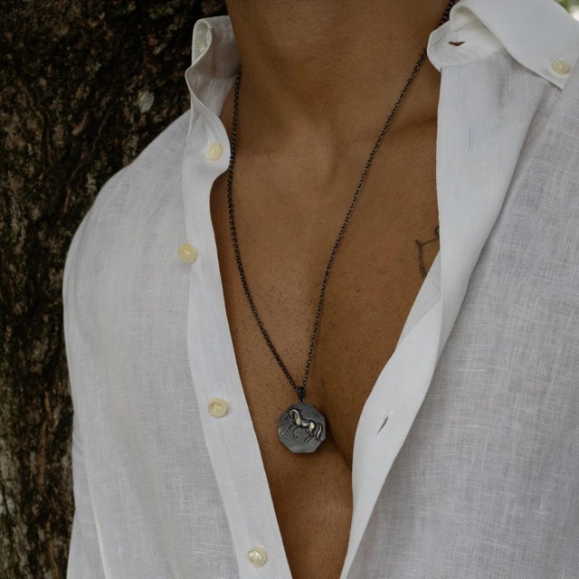 Metal Freedom Rider Men’s Sterling Silver Necklace For Sale - Image 7 of 11