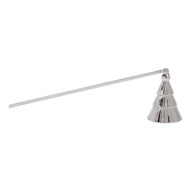 Tree Rippled Brass Candle Snuffer, Nickel For Sale