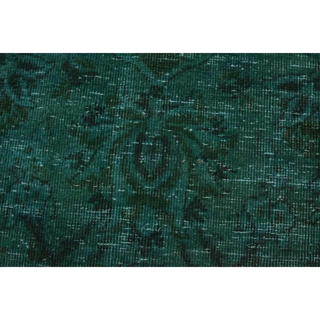 1980s Tabriz Rug 9’4” X 12’11” Blue Wool Vintage Overdyed Hand-Knotted Carpet For Sale - Image 5 of 15