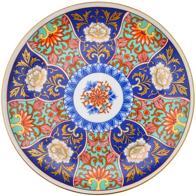 Vintage Gold Imari Plate With Floral Motif For Sale In New York - Image 6 of 6