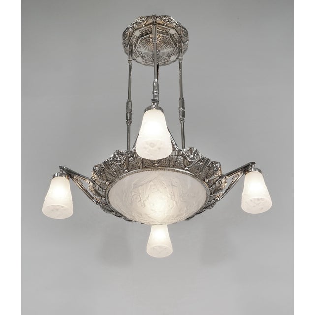 1930s French Art Deco Chandelier by Petitot & Muller Freres 1930 France For Sale - Image 5 of 15
