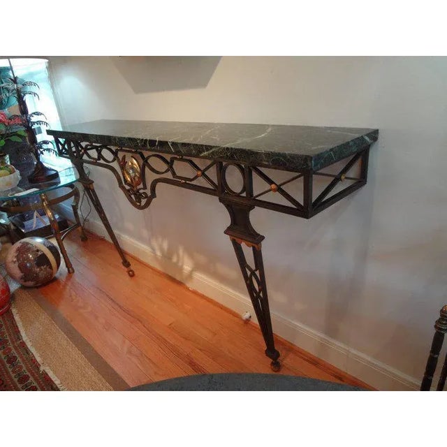 1940s French Neoclassical Style Gilbert Poillerat Attributed Iron Console Table For Sale - Image 5 of 10