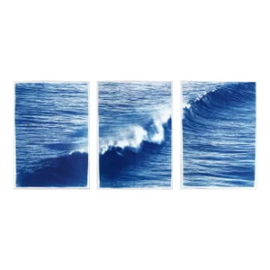 Contemporary Seascape Triptych of Crashing Wave Off Los Angeles - 3 Pieces