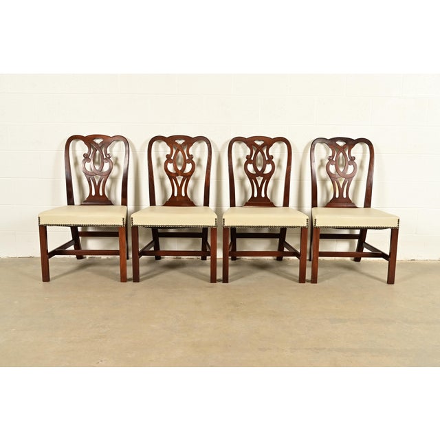 Baker Furniture Georgian Carved Mahogany Dining Chairs, Set of Four For Sale - Image 13 of 13