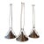 1940s Set of 3 Custom Industrial Gunmetal and Brushed Steel Pendant Lights For Sale
