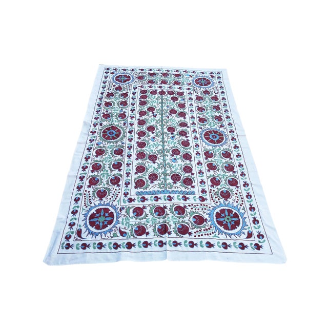 Handmade Pomegranate Tree Desing Crochet Suzani Tapestry For Sale