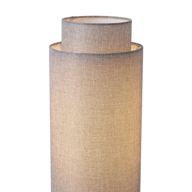Gray 1960s Nova of California Mid Century Lollipop Linen Table Lamp - Black Nickel, Cashmere Gray Linen Shade, on/Off Pull C For Sale - Image 8 of 15