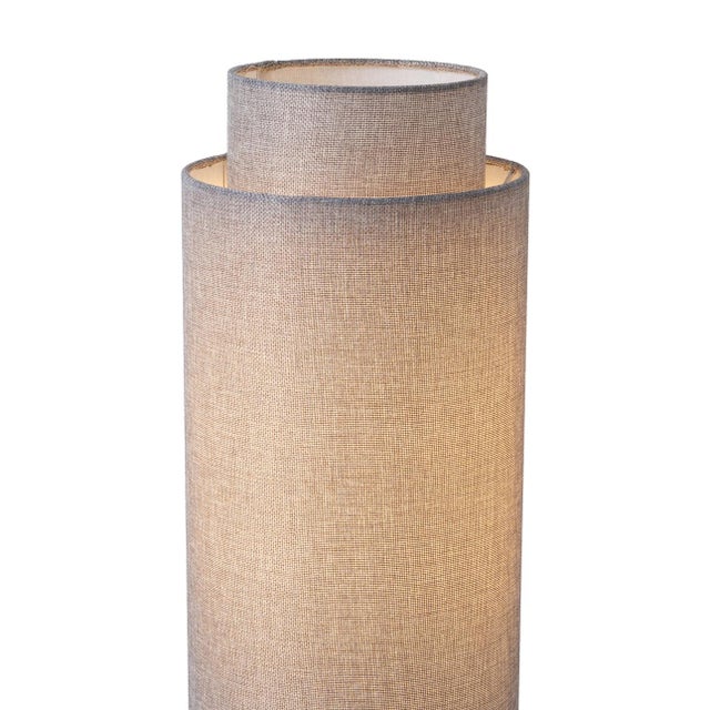 Linen Lollipop Table Lamp - Black Nickel, Cashmere Gray Linen Shade, on/Off Pull Chain For Sale - Image 8 of 15
