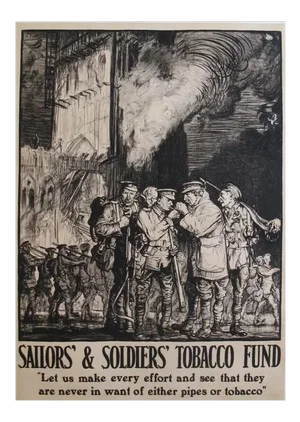 1915 Original British Tobacco Poster, Soldiers and Sailors Tobacco Fund