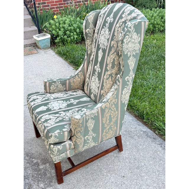 Baker Furniture Company 1950s Neoclassical Upholstered Wingback Chair For Sale - Image 4 of 11