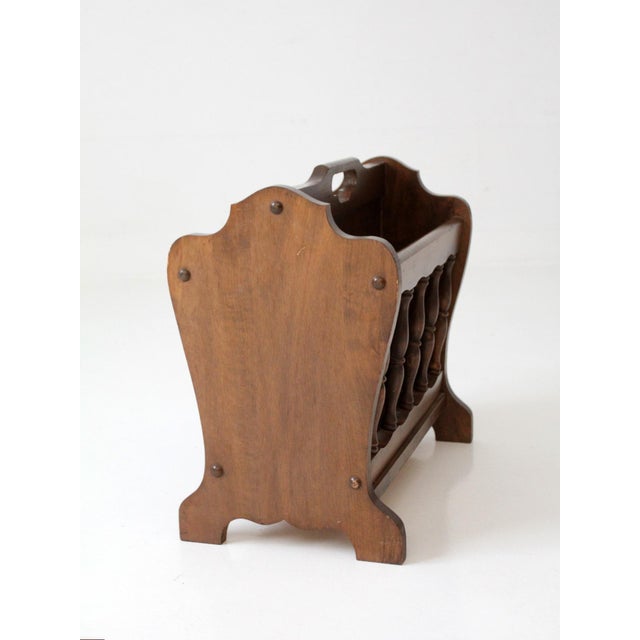 Mid-Century Colonial Style Wood Magazine Rack For Sale - Image 4 of 11