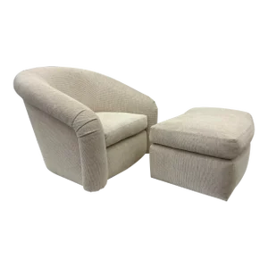 1980's Preview Style Swivel Chair and Ottoman