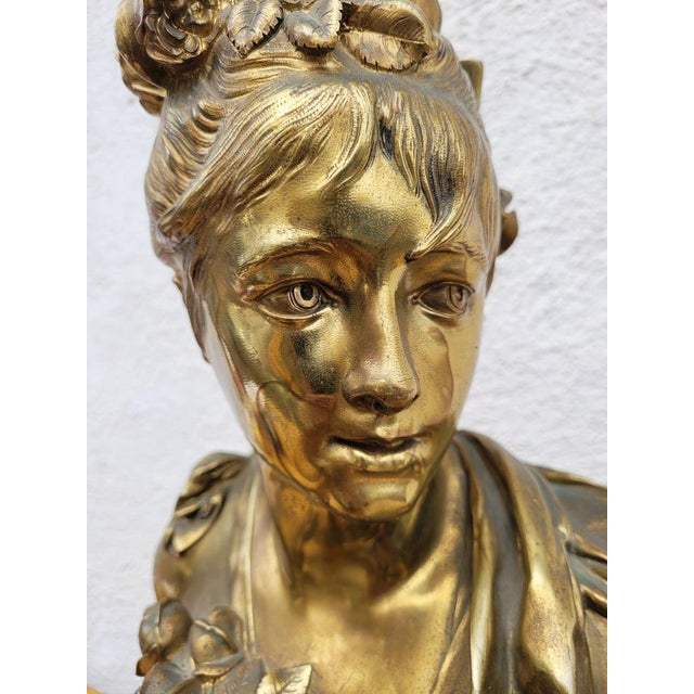 A Carrier, Bust of a Woman, 19th Century, Bronze on Marble For Sale - Image 5 of 18