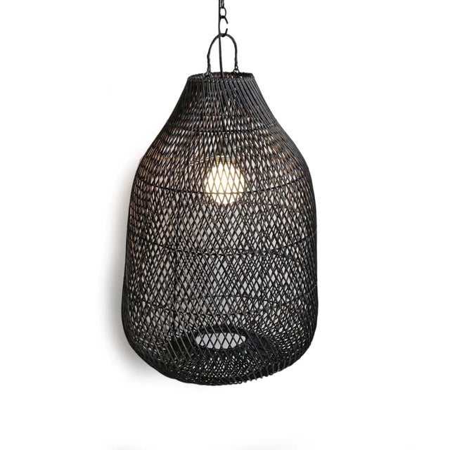 Beautiful black wicker bottle shaped pendant lantern. Open bottom for direct downward light makes this a great choice for...