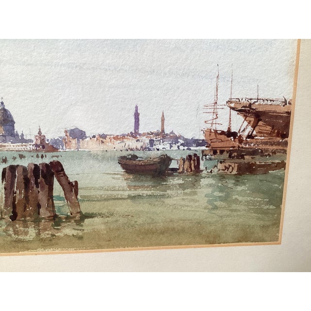 Paint Early 20th C. Artist Signed Watercolors of Venice and Tuscany Village - A Pair For Sale - Image 7 of 12