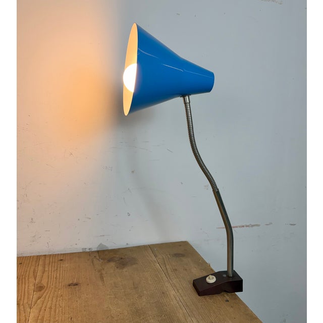 Industrial German Blue Workshop Table Lamp from Reif Dresden, 1960s For Sale - Image 18 of 18