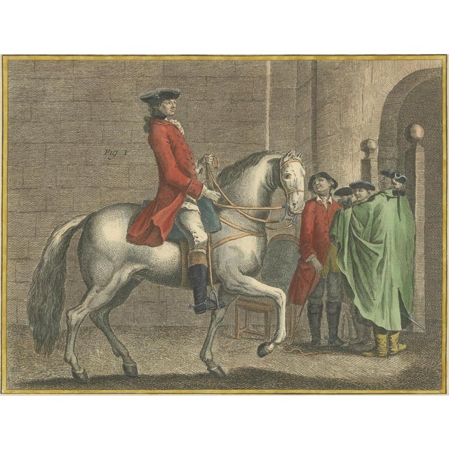 Robert Bénard after Harguiniez, Piaffe Dressage Lesson in the Pillars Encyclopédie Horse, 1750, Paper Engraving For Sale - Image 4 of 9