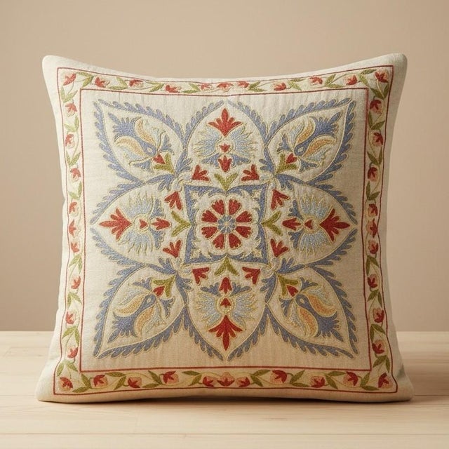 New Hand-Embroidered 100% Silk Cushion Cover – Authentic Uzbek Textile Art Elevate your home décor with this exquisite...