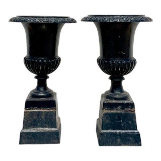 Vintage Regency Wrought Iron Urns - a Pair For Sale