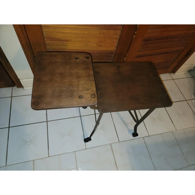 Antique UHL Steel type writer table manufactured by The Toledo Metal Furniture Company in Toledo, OH. Having wooden top,...