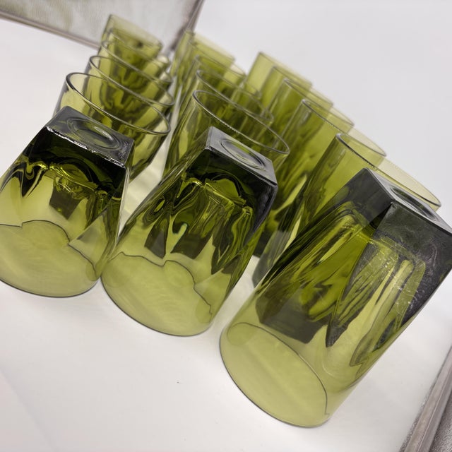 1970s Colony Vanity Avocado Green Glassware - Set of 18 For Sale - Image 10 of 18
