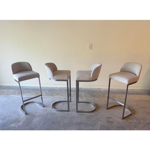 Modern Chrome Bar Stools by Restoration Hardware For Sale - Image 9 of 10