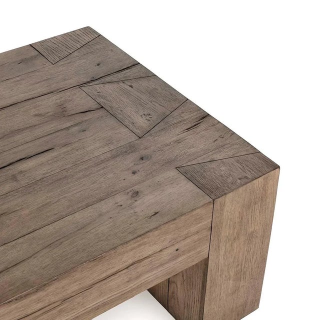 Brown Natural Rustic Oak Beam Coffee Table For Sale - Image 8 of 9