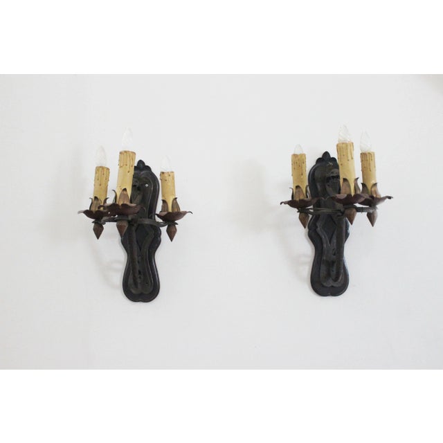 Wrought Iron Sconces, 1930s, Set of 2 For Sale - Image 4 of 5