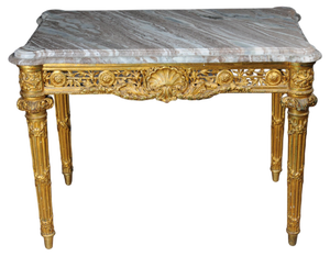 Antique Gilded Console Table with Marble, Paris. 1860s