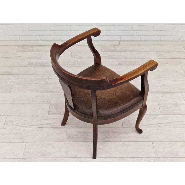 Vintage Scandinavian Armchair in Leather and Oak, 1950s For Sale - Image 12 of 17