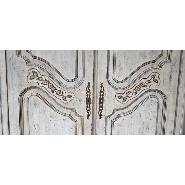 Wood Custom Large Armoire Wardrobe in French Provincial Style For Sale - Image 7 of 9