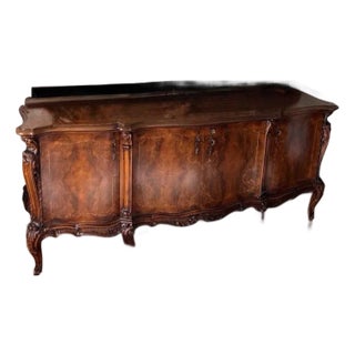 Antique Late 19th Century French Rococo Revival Burl Walnut Buffet For Sale