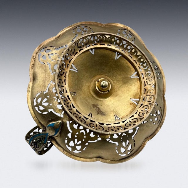 Late 19th Century 19th Century Antique French Import Silver Gilt qnd Champlevé Enamel Candleholder For Sale - Image 5 of 6