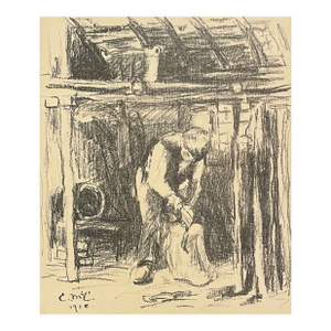 1918 Clara Taggart MacChesney Woodcutter Lithograph