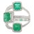 4.11ct Zambian Emerald & Diamond Three Row Ring Size 7 in 14k White Gold For Sale