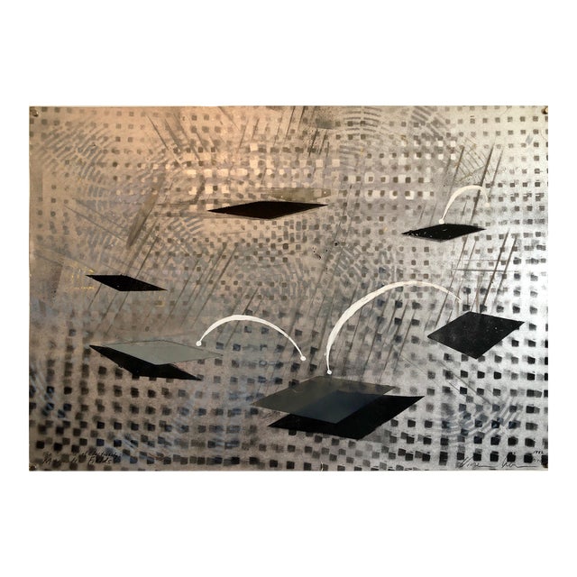 Vivien Abrams Collens, Romance of Electricity, Mixed Media Metallic Painting Woman Artist, 1982 For Sale