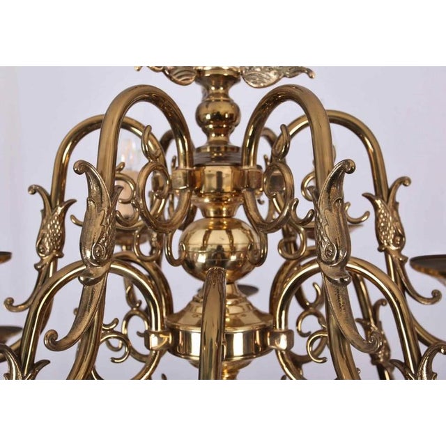 Large Gilt 2-Tier Chandelier with Fish For Sale - Image 6 of 6