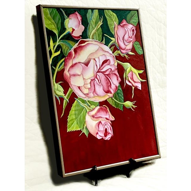 Contemporary Original Framed Floral Painting by Kathleen Ney, "Opening Rose" For Sale - Image 3 of 6